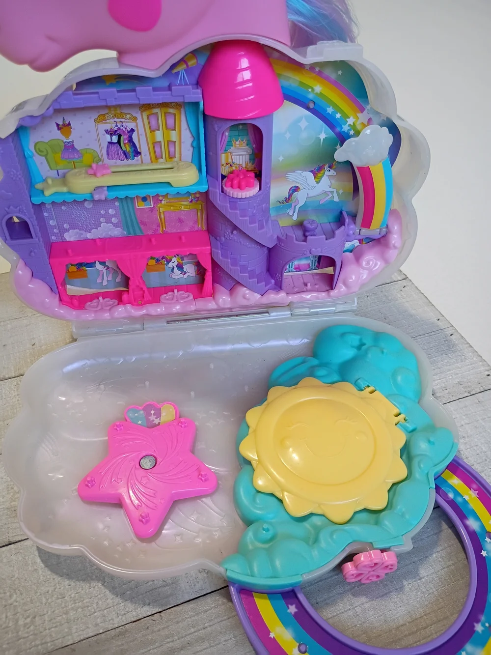 2022 Mattel Polly Pocket Rainbow Unicorn Salon Compact Case ONLY - No Figures